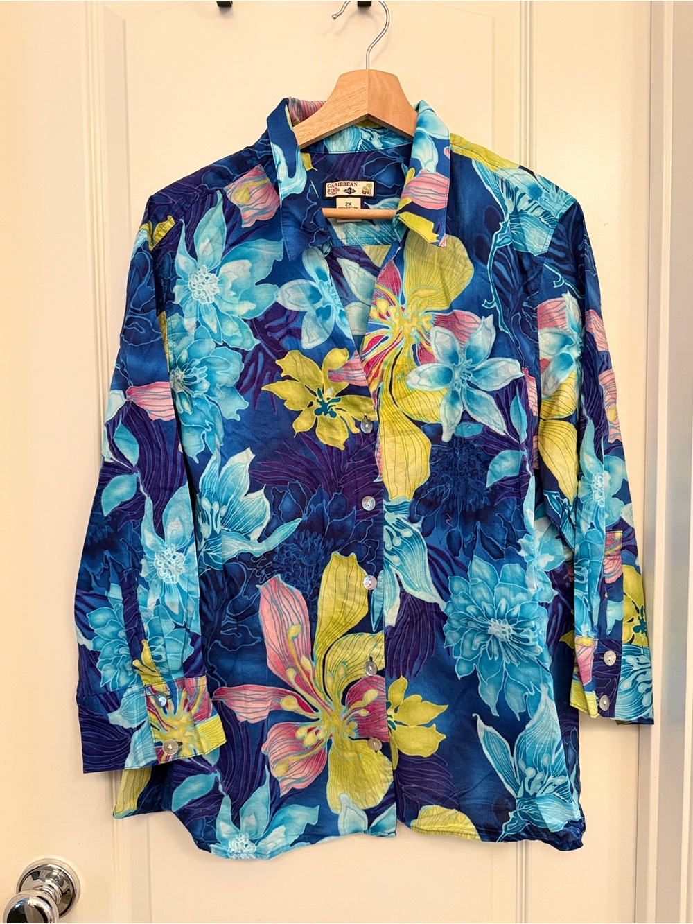 Caribbean Multicolor Tropical Print Camp Shirt